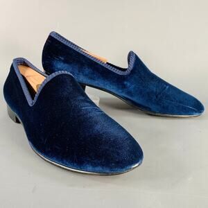 DEL TORO Size 11.5 Blue Red Velvet Slip On Loafers